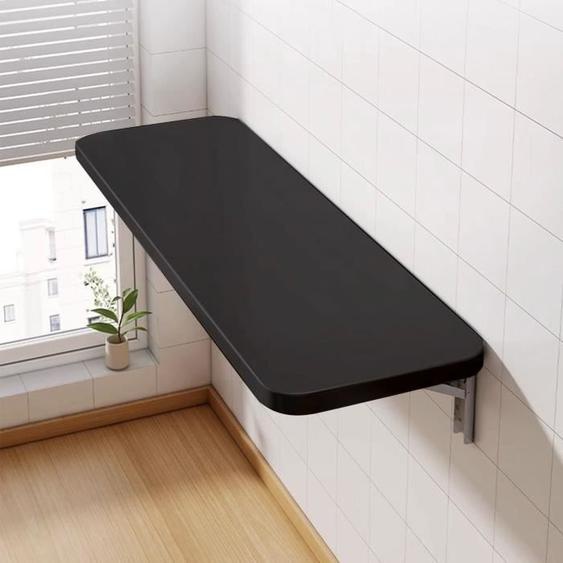 Table murale rabattable en bois aggloméré OHMG - L60×P30cm - Noir