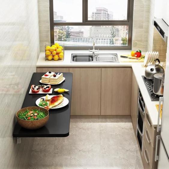 Table Murale Rabattable OHMG - Noir - Aggloméré 80x50cm - Meuble de cuisine