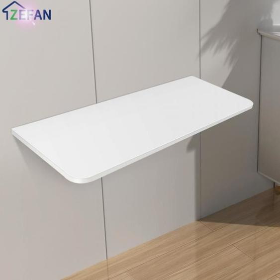Table murale rabattable - ZEFAN - 80x50cm - Blanc - Panneau de densité - Design contemporain
