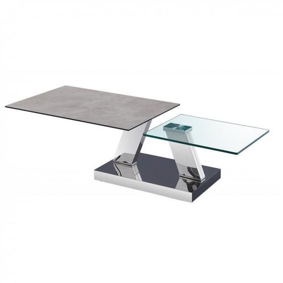 Table OPEN  à doubles plateaux pivotants en verre trempé et céramique CIMENT