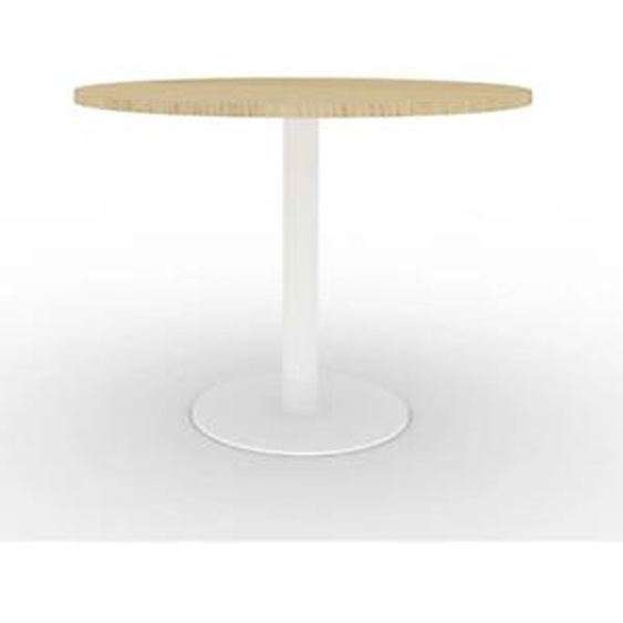 Table plateau rond diamètre 100 cm - gamme ARCHE - hauteur 72 cm - plateau Chêne - pied Blanc