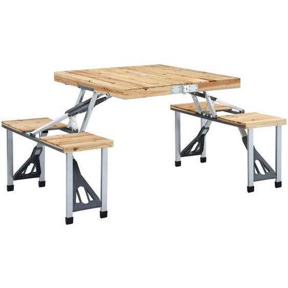 Table pliable de camping avec 4 sièges Acier Aluminium