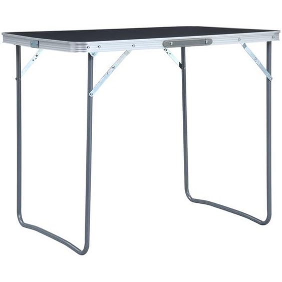 Table pliable de camping avec cadre en métal 80x60 cm Gris