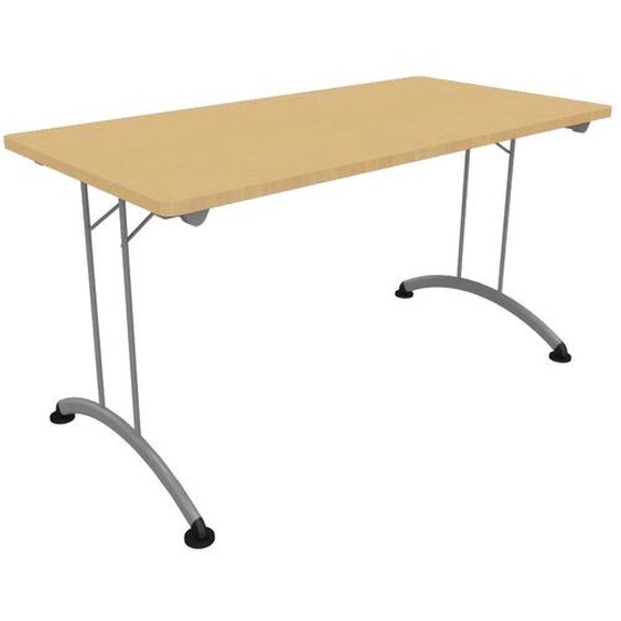 Table pliante 160 cm x 80 cm - Plateau Chêne Nebraska - Pieds métal Aluminium