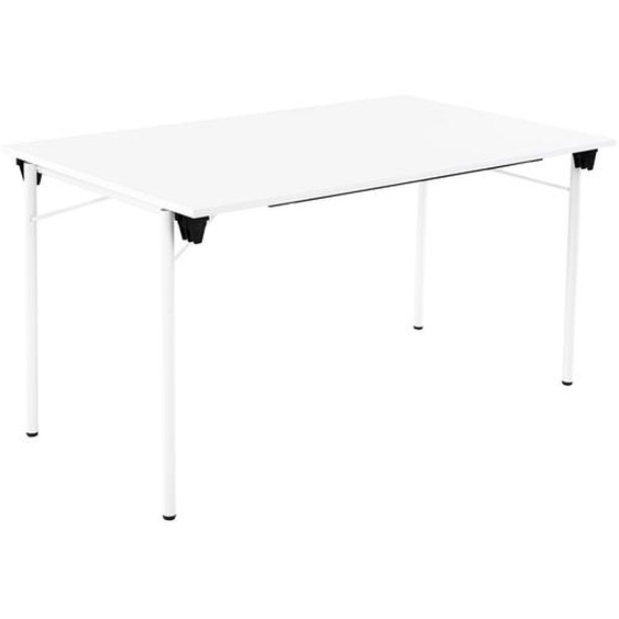 Table pliante Budget multiples usages rectangle L. 140 x P. 80 cm - Plateau Blanc - pieds Blanc
