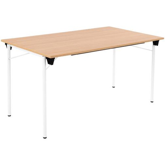 Table pliante Budget multiples usages rectangle L. 140 x P. 80 cm - Plateau Chêne - pieds Blanc