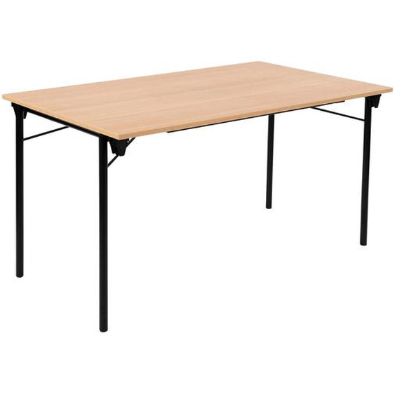 Table pliante Budget multiples usages rectangle L. 140 x P. 80 cm - Plateau Chêne - pieds Noir