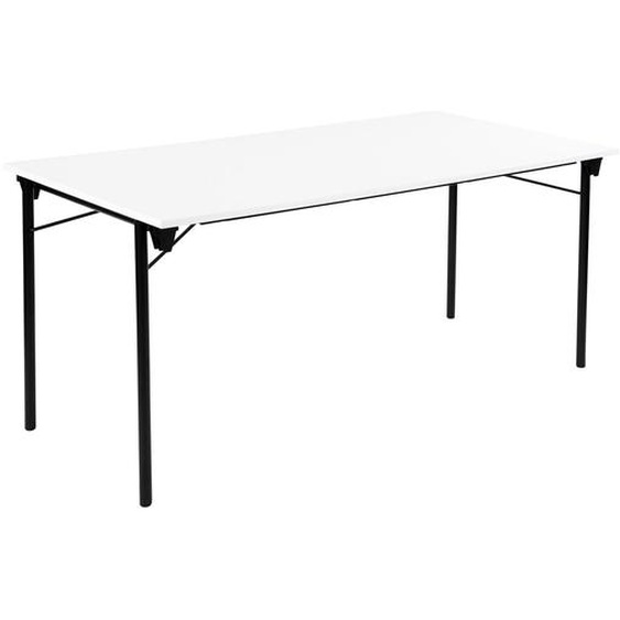 Table pliante Budget multiples usages rectangle L. 160 x P. 80 cm - Plateau Blanc - pieds Noir