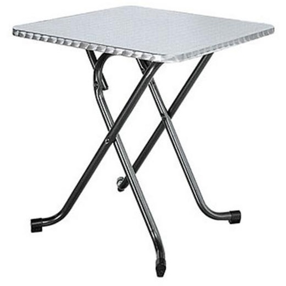 Table pliante LORRAINE Inox - L. 70 x P. 70 cm, plateau  , piétements Noir