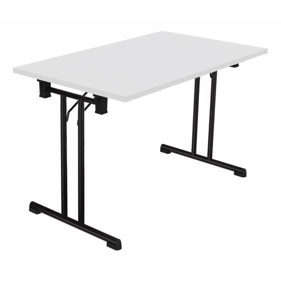 Table pliante polyvalente rectangle L. 120 x P. 70 cm - Plateau Blanc - pieds Noir