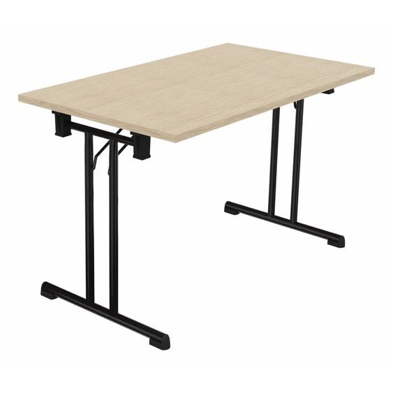 Table pliante polyvalente rectangle L. 120 x P. 70 cm - Plateau Chêne de fil - pieds Noir