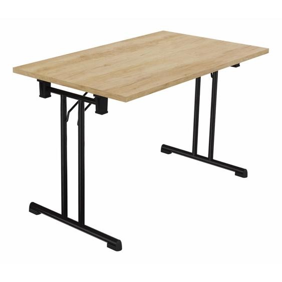 Table pliante polyvalente rectangle L. 120 x P. 70 cm - Plateau Chêne Nebraska - pieds Noir