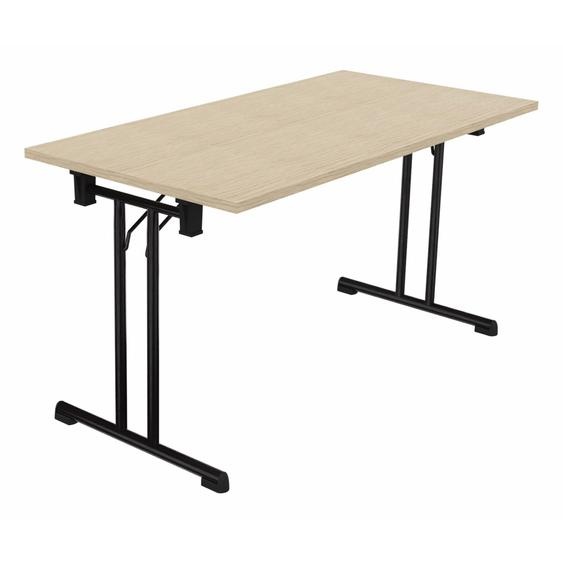 Table pliante polyvalente rectangle L. 140 x P. 70 cm - Plateau Chêne de fil - pieds Noir