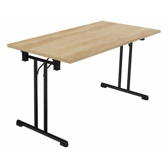 Table pliante polyvalente rectangle L. 140 x P. 70 cm - Plateau Chêne Nebraska - pieds Noir
