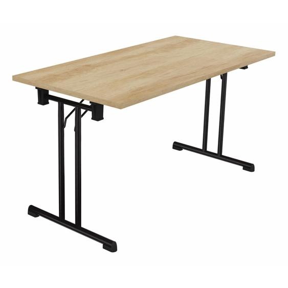 Table pliante polyvalente rectangle L. 140 x P. 70 cm - Plateau Chêne Nebraska - pieds Noir