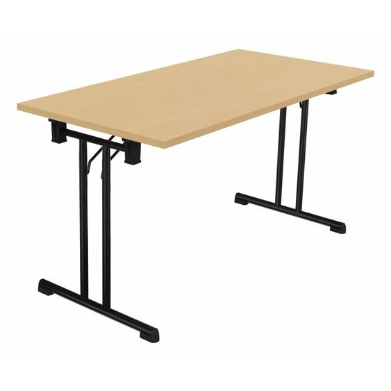 Table pliante polyvalente rectangle L. 140 x P. 70 cm - Plateau Hêtre - pieds Noir