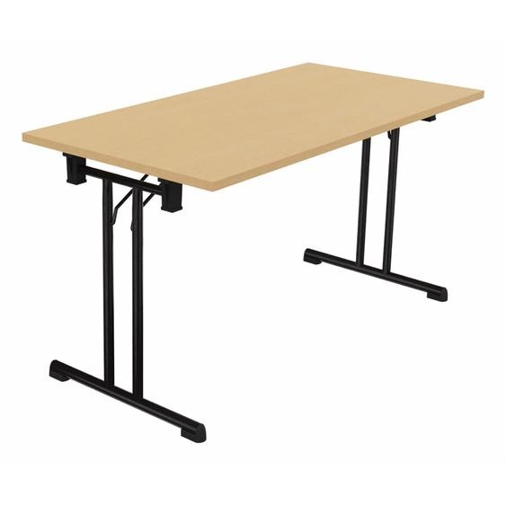 Table pliante polyvalente rectangle L. 140 x P. 70 cm - Plateau Hêtre - pieds Noir