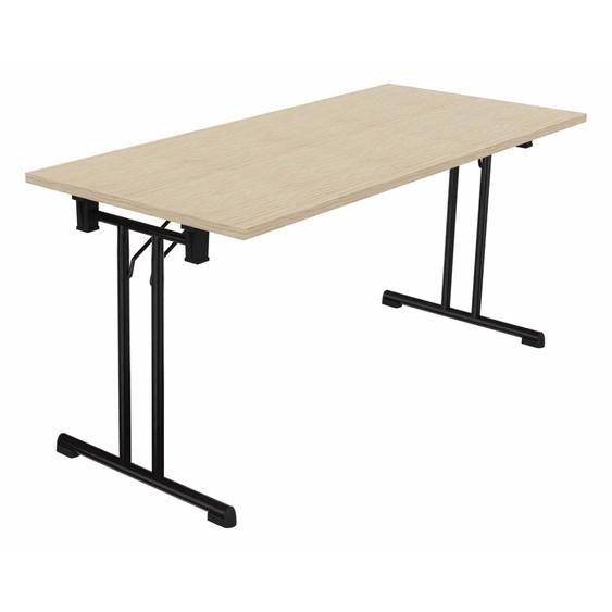 Table pliante polyvalente rectangle L. 160 x P. 70 cm - Plateau Chêne de fil - pieds Noir