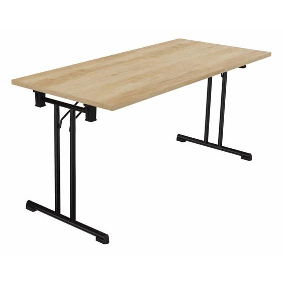 Table pliante polyvalente rectangle L. 160 x P. 70 cm - Plateau Chêne Nebraska - pieds Noir