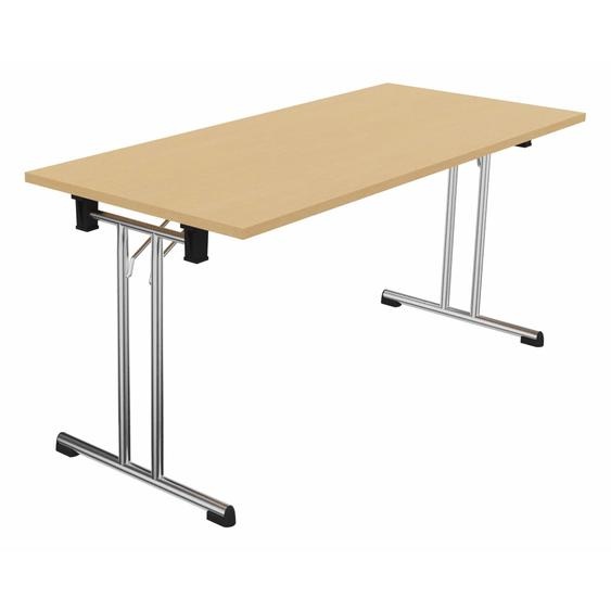 Table pliante polyvalente rectangle L. 160 x P. 70 cm - Plateau Hêtre - pieds Chrome