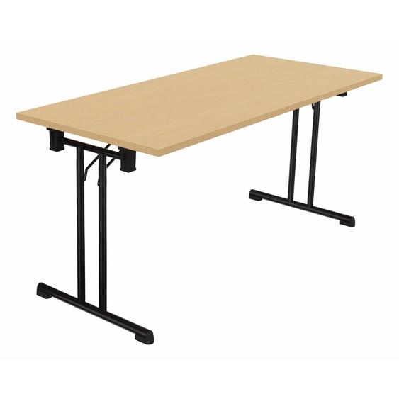 Table pliante polyvalente rectangle L. 160 x P. 70 cm - Plateau Hêtre - pieds Noir