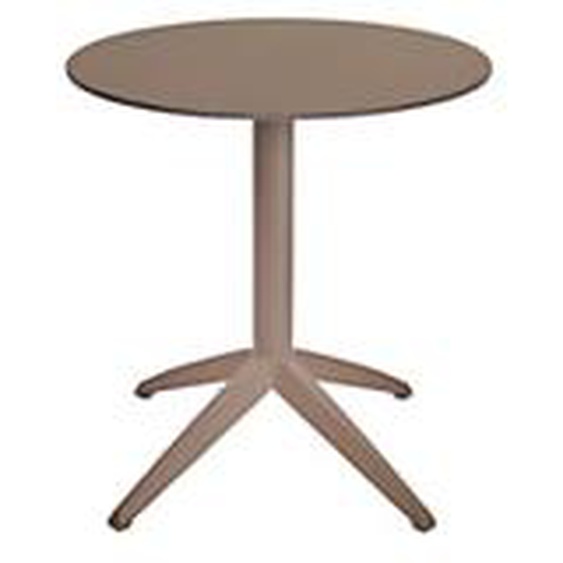 Table pliante Quatro à plateau basculant rond 70 cm en polypropylène usage extérieur - Taupe