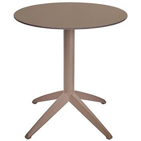 Table pliante Quatro à plateau basculant rond 70 cm en polypropylène usage extérieur - Taupe