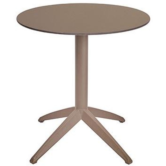 Table pliante Quatro à plateau basculant rond 70 cm en polypropylène usage extérieur - Taupe