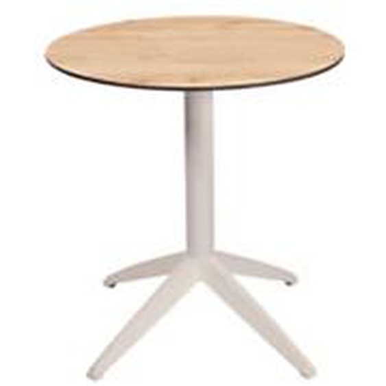 Table pliante Quatro à plateau basculant ronde Ø 70 cm, en polypropylène usage extérieur - Chêne