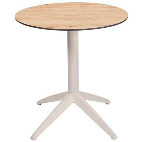 Table pliante Quatro à plateau basculant ronde Ø 70 cm, en polypropylène usage extérieur - Chêne
