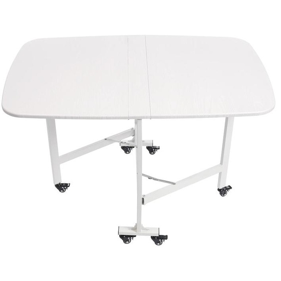 Table pliante - Table rectangulaire - 120 x 80 x 75 cm - Mécanisme de pliage en trois parties - 6 roulettes verrouillables - Structure métallique - Blanche