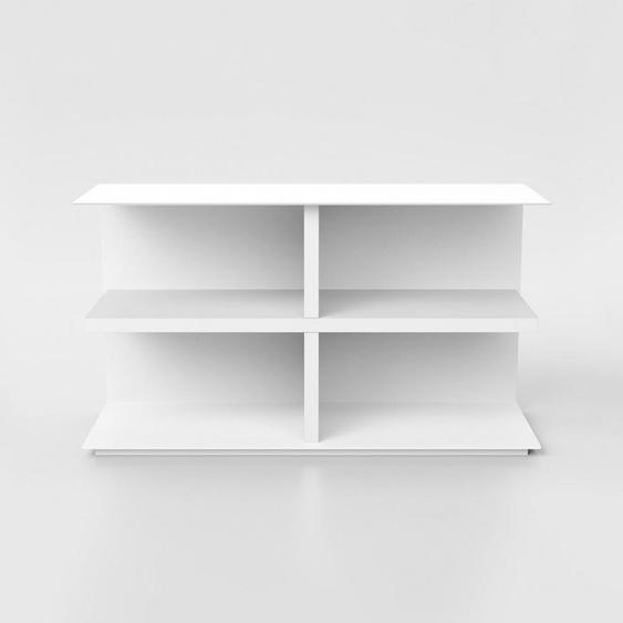 Table polyvalente SLIM structure acier étagère bois coloris blanc