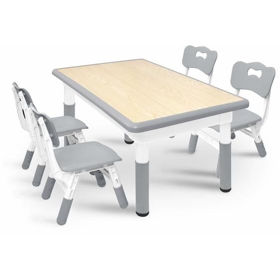 Table pour enfants 120x60cm avec 4 chaises, ensemble de chaises réglables en hauteur Mobilier HDPE + ABS 30x31cm Groupe de sièges Capacité de charge