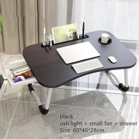 Table pour ordinateur portable - Table de lit et de canapé - Pliable - 60 x 40 x 28 cm - En forme de U - En bois - Sans roulettes - Vert menthe
