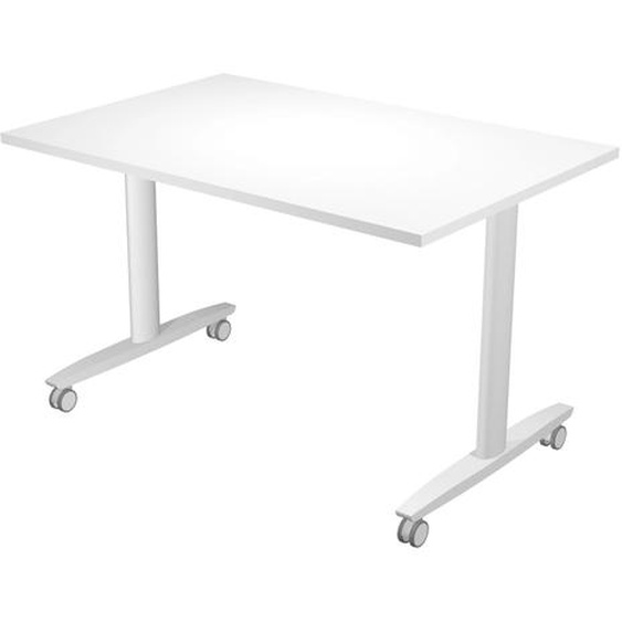 Table rabattable à roulettes PRATIC - L.120 x P.80 cm - Plateau Blanc - Pieds Aluminium
