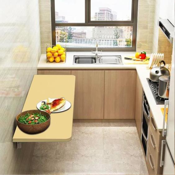 Table rabattable de cuisine WILLONIN - L 60 x P 30 cm - Bois MDF - Support triangulaire - Design contemporain