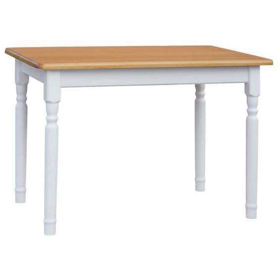 Table rectangulaire 130 x 60 cm en blanc et en aulne, idéale pour la cuisine ou la salle à manger