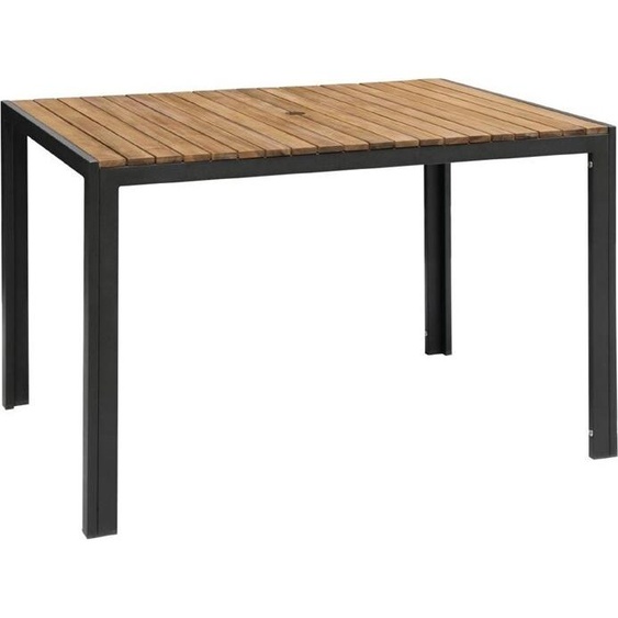 Table rectangulaire Bolero en acier et bois dacacia 120 x 80 cm