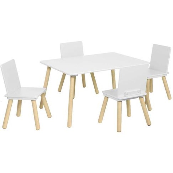 Table Rectangulaire Enfant Bois De Pin 4 Assises - Judith Blanc