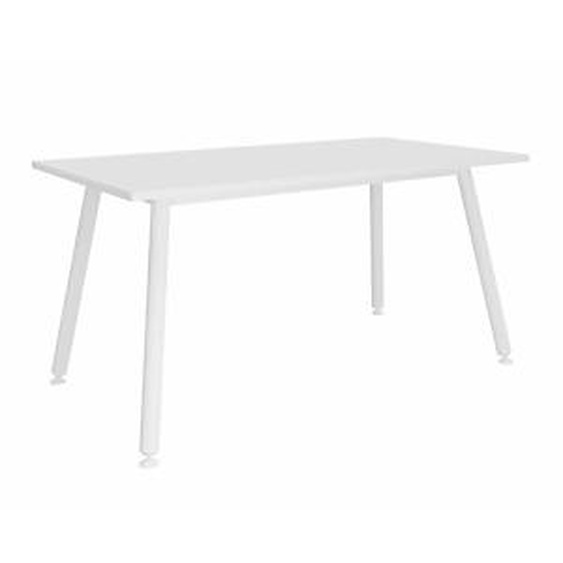 Table rectangulaire Halden - L.180 x P.80 cm - Plateau Blanc - Pieds métal Blanc