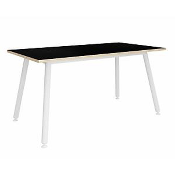 Table rectangulaire Halden - L.180 x P.80 cm - Plateau Noir bords Chêne - Pieds métal Blanc