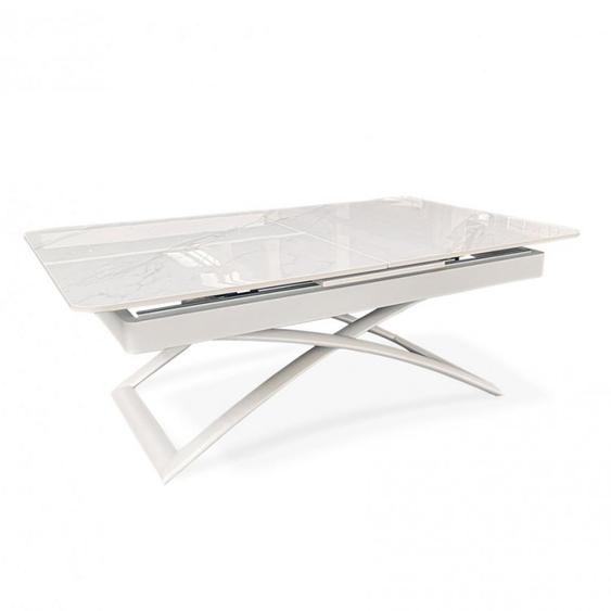 Table relevable extensible CONDOR métal plateau céramique blanc