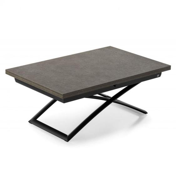 Table relevable extensible italienne MAGIC-J 115x75(150)x46(76) métal noir et mélaminé vulcano