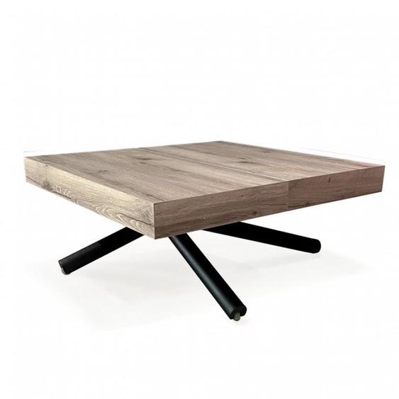 Table relevable extensible QUADRO métal graphite plateau mélaminé chêne noueux