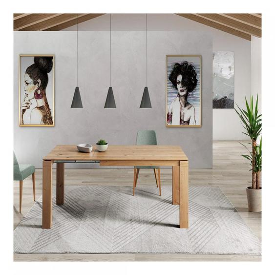 Table repas extensible ARMONIA  10 couverts 140/240x90cm pieds bois plateau chêne noueux