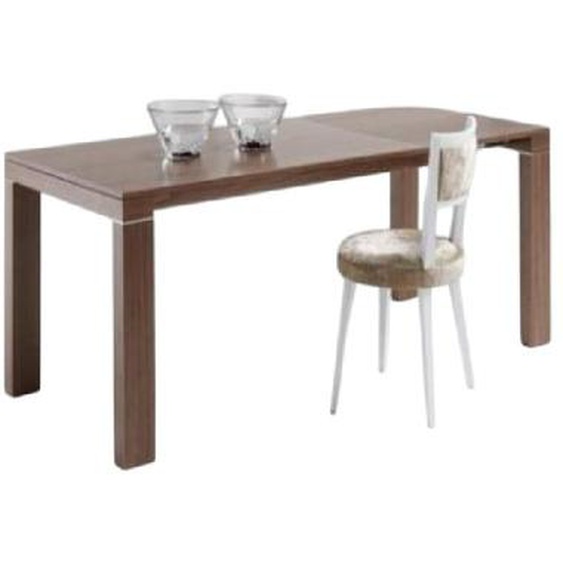 Table repas extensible ARMONIA 6 couverts 120/190x90cm pieds bois foncé plateau noyer