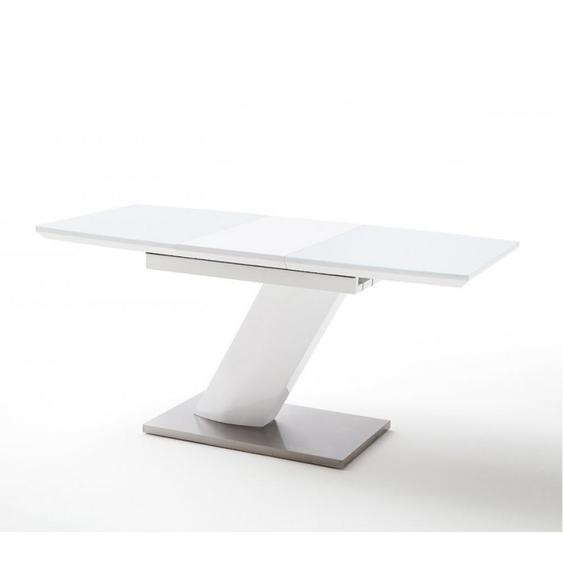 Table repas extensible design GALIA 140/180 x 80 cm blanc laqué brillant verre trempé