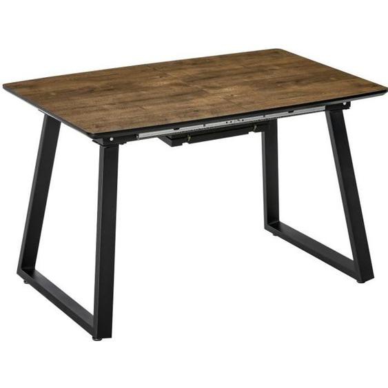 Table repas table à manger extensible 4/6 places (120-160)x80x76cm Marron