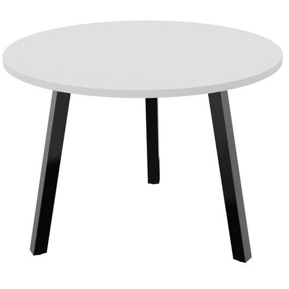 Table ronde 100 cm - 3 pieds trapèze métal Noir - Plateau Blanc