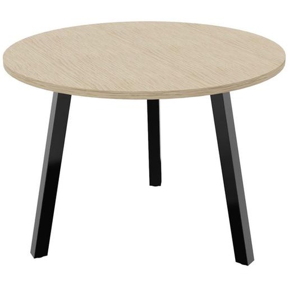 Table ronde 100 cm - 3 pieds trapèze métal Noir - Plateau Chêne